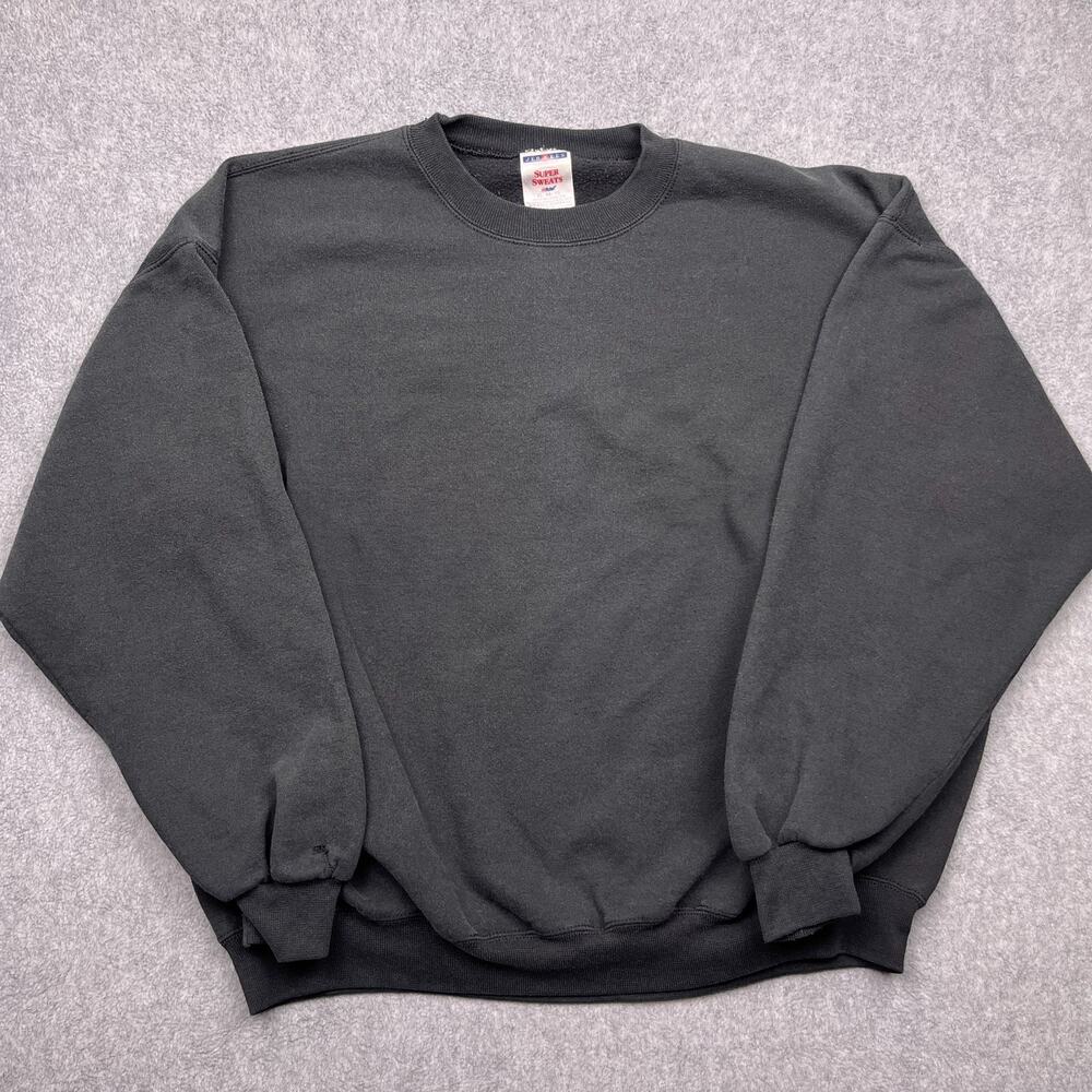vintage jerzees super sweats blank sweatshirt mens xl‎ black fleece nublend